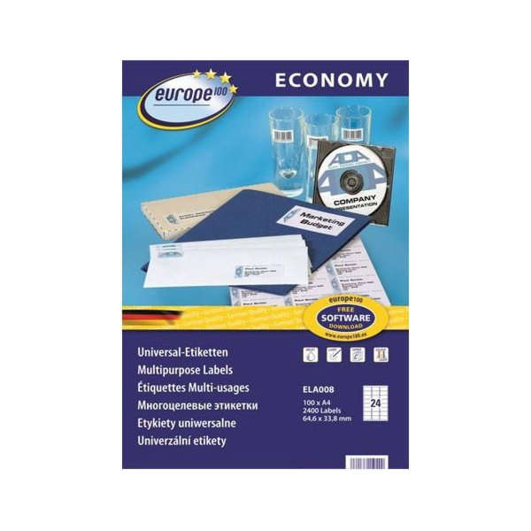Staples Sponky AVERY Univerzální etikety ECONOMY 64,6x33,...