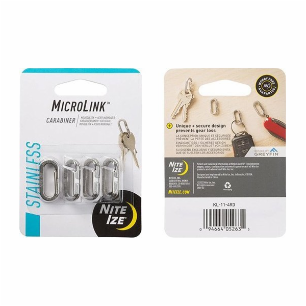 NiteIze NiteIze MicroLink ocelová stříbrná karabina 4 ks