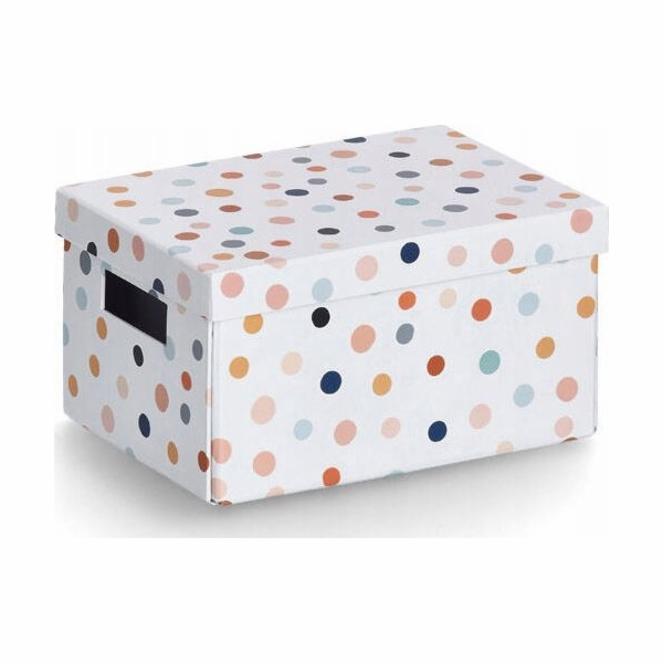 Zeller Kartonová krabice s víkem DOTS, 18 x 25 x 13 cm