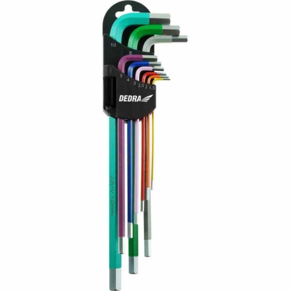 Dedra Extra dlouhé šestihranné klíče, barva 1,5-10 mm, sa...