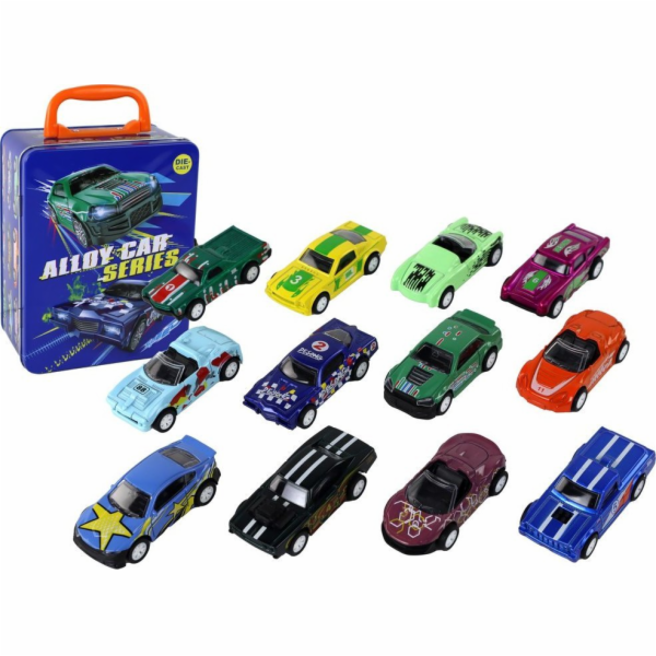 LeanToys Sada 12 kovových elektrických aut v měřítku 1:64