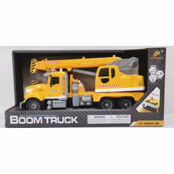 LeanToys Žlutý jeřábový vůz s třecím pohonem, světelnými ...