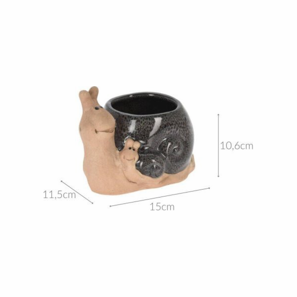 ProGarden Porcelánový zahradní květináč šnek, 15 x 11 cm