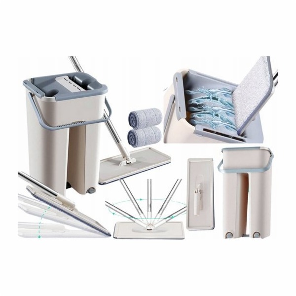 LeanToys Mop Squeeze s dvojitým kbelíkem a 2 mikrovláknov...