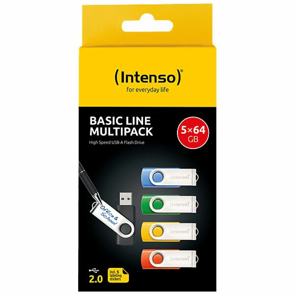 Intenso PAMĚŤOVÁ FLASH DISK USB2 5X64GB/MULTIPACKÉ BALENÍ...