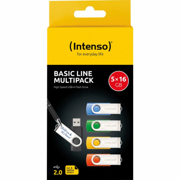 Intenso USB flash disk 2.0 16GB Basic Line, balení 5 kusů