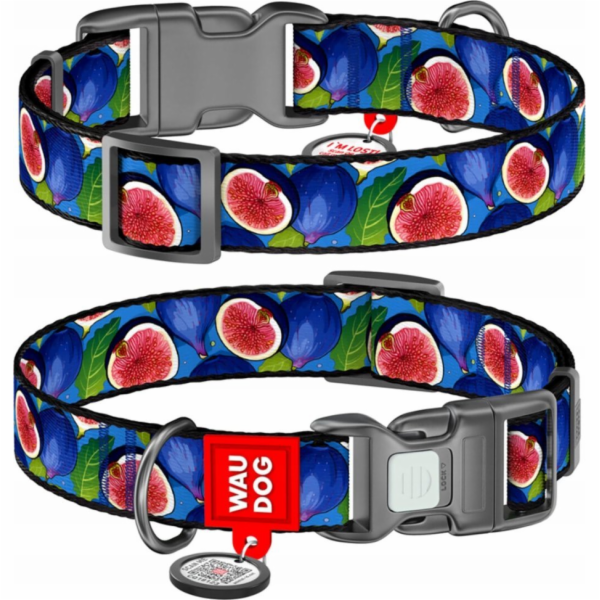 Waudog "Fig" nylon dog collar with QR code, size XL