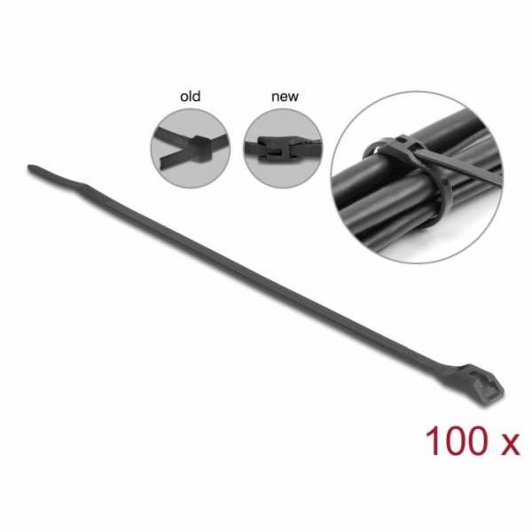 Delock Kabelový úvazek s plochou hlavou, D 370 x Š 7,6 mm...
