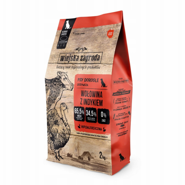 WIEJSKA ZAGRODA Beef with turkey L - suché krmivo pro psy...