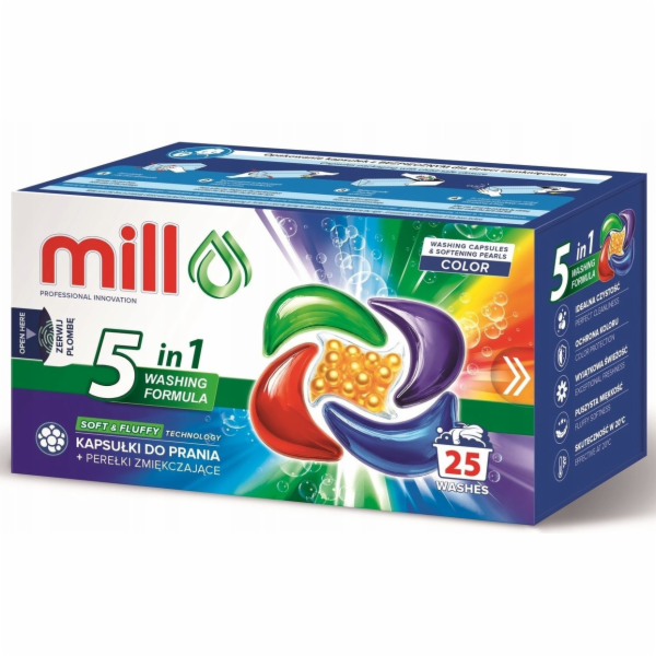 MILL PRO Kapsle 5k na praní + změkčující perličky COLOR 2...