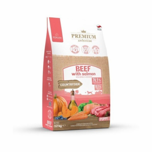 POKUSA Premium Selection Puppy Beef with salmon - suché k...
