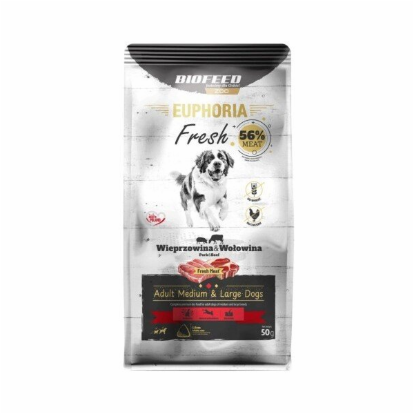 EUPHORIA Fresh Adult Pork with beef M/L - suché krmivo pr...