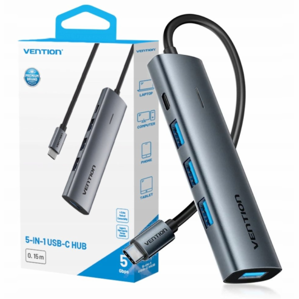 Hub 5v1 USB-C 3.0 Vention 0.15m
