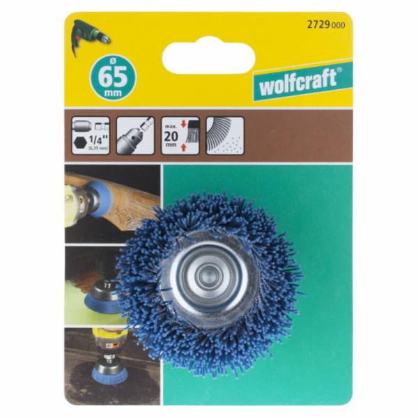 Wolfcraft nylonový hrncový kartáč, jemný, pr. 65 mm 2729000