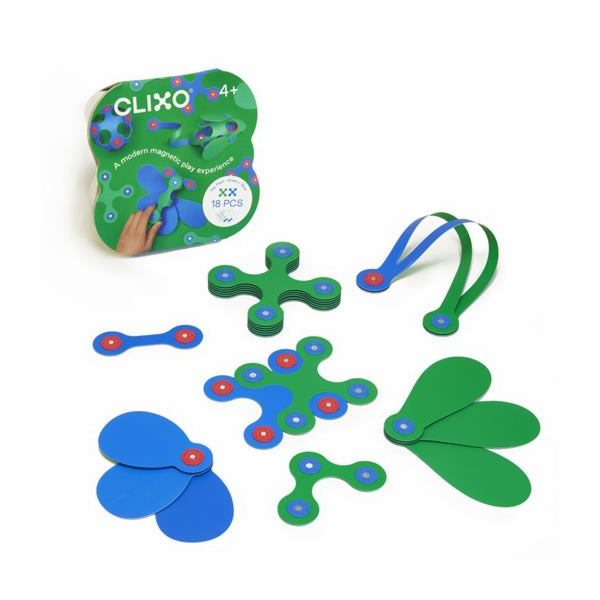 Stavebnice CLIXO Itsy Green & Blue - magnetická, 18 kusů