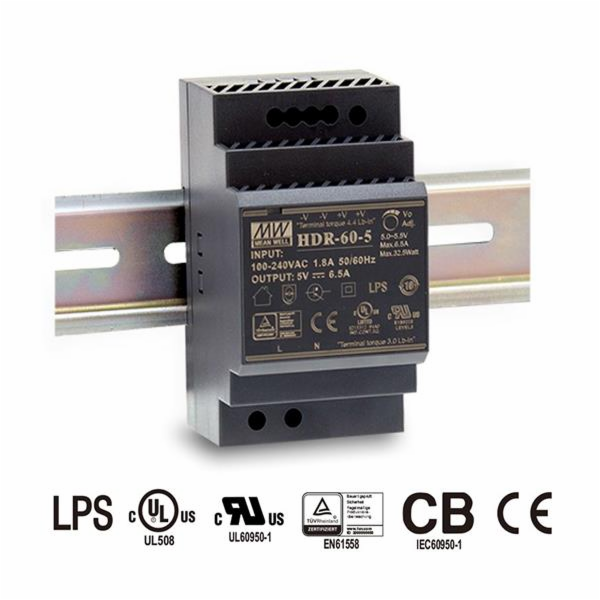 Zdroj Mean Well HDR-60-15 na DIN lištu, 15V, 4A