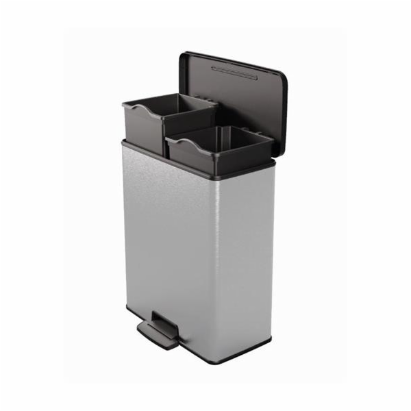 Odpadkový koš Curver Deco Bin Duo 26 l + 26 l stříbrný