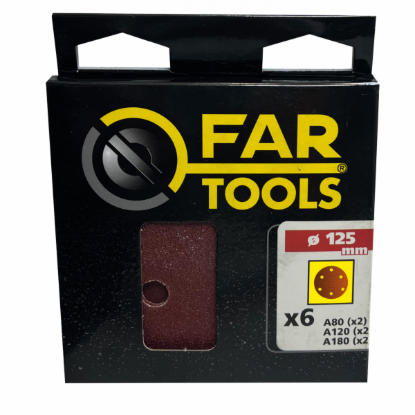 Fartools Sada 6 ks kotoučů průměr 125, A80/120/180 115917