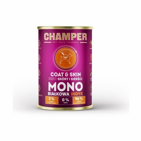 CHAMPER Coat & Skin Monoprotein Turkey - vlhké krmivo pro...