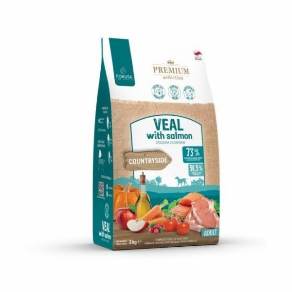 POKUSA Premium Selection Veal with salmon Adult - suché k...