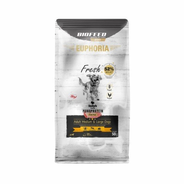 EUPHORIA Fresh Adult Monoprotein Turkey M/L - suché krmiv...