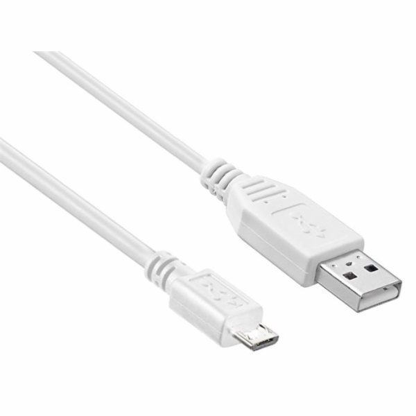 PremiumCord Kabel micro USB 2.0, A-B 1m, bílá