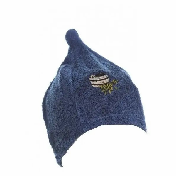 Bavlněná čepice do sauny s obrázkem vany, modrá
