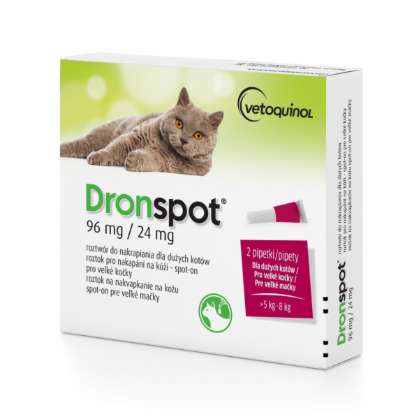 VETOQUINOL Dronspot - odčervovací kapky pro kočky 5-8 kg