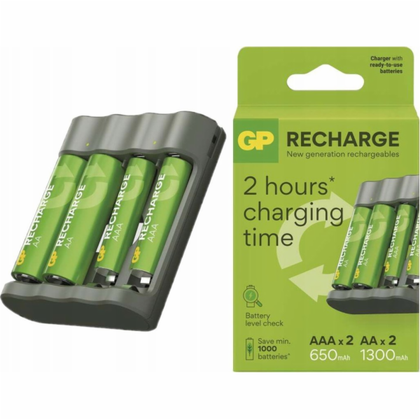 GP USB nabíječka RECHARGE+2xAA+2xAAA dobíjecí baterie