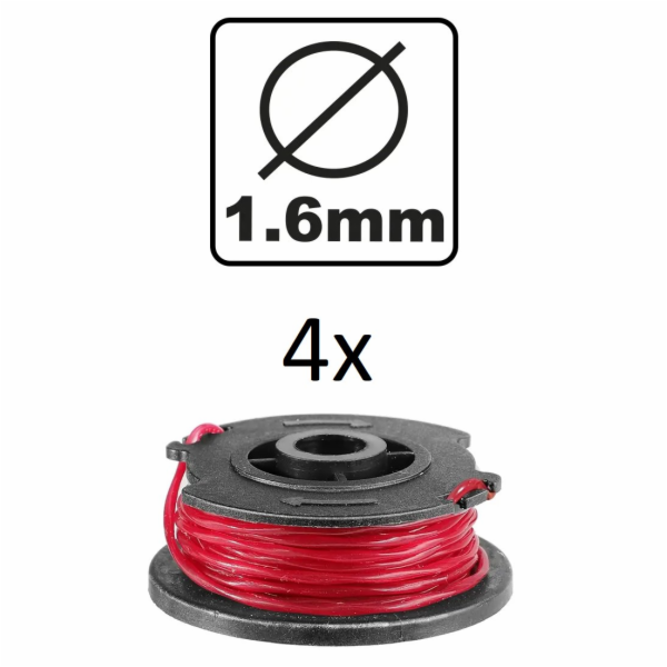 Ingco ALS1602 Struna do sekačky sada 4ks, kulatá, 1,6mm