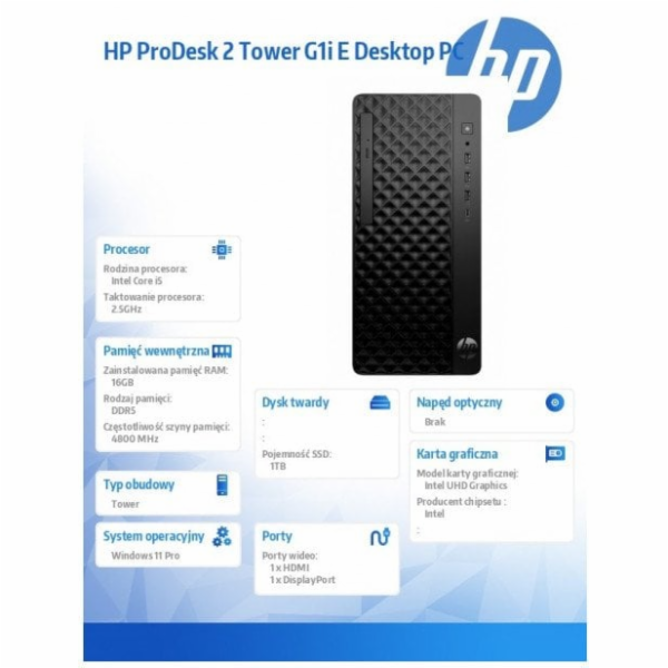 HP ProDesk 2 Tower G1i i5-14400 16GB DDR5 4800 SSD1TB UHD...