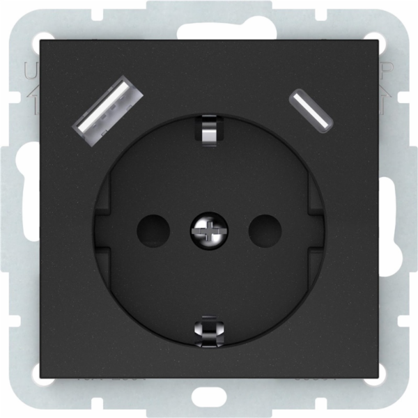 Zásuvka+A+C VILMA QR1000, mat. Černá barva