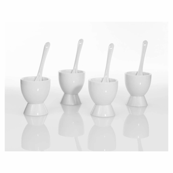 Kalíšek na vajíčka se lžící porcelán 8 ks