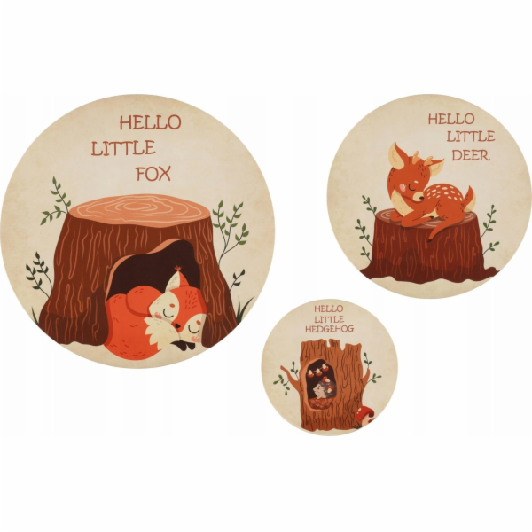 Kulaté obrázky se zvířátky do dětského pokoje, 3 ks.