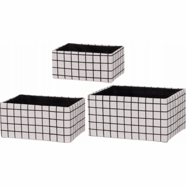 4Living Textilní organizéry s kostkovaným vzorem, 3 ks.