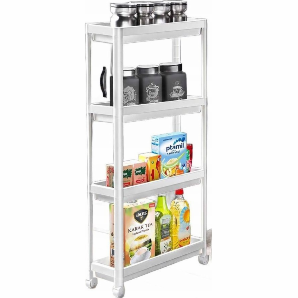 Katex Úzká police na kolečkách, 4 úrovně, Decobella, bílá...