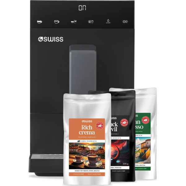 4Swiss A23 Siena tlakový kávovar + sada 3 ks kávy po 500 g