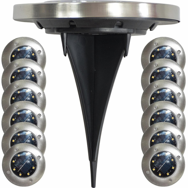 SOLÁRNÍ LAMPA 8 LED SMD PRO ZAJEZD DO ZEMNÍ SADA 12 KS