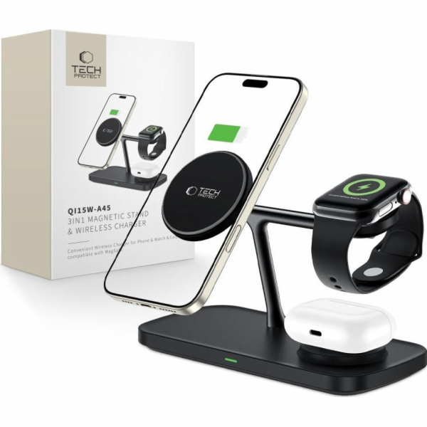 Tech-Protect Bezdrátová nabíječka QI15W-A45 3v1 s magneti...
