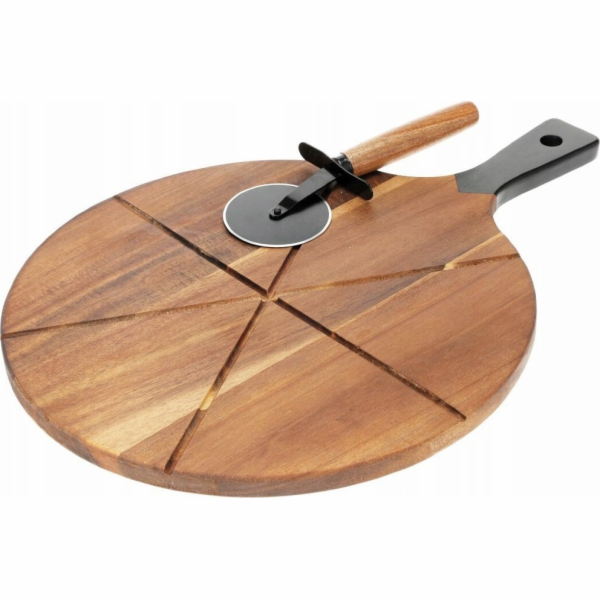 Krájecí prkénko na pizzu + kráječ akát KO-101001900