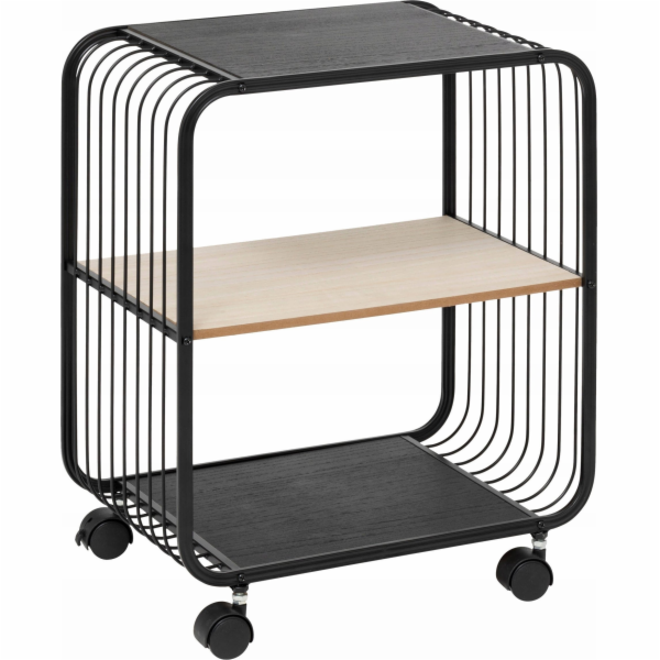 Pojízdná police NOIR, 2-úrovňová, kov, 43,3 x 28 x 53 cm