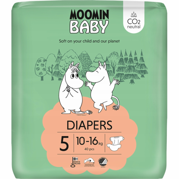 MOOMIN Baby, Pleny 5 MAXI (10-16 kg), 40 ks. EKO