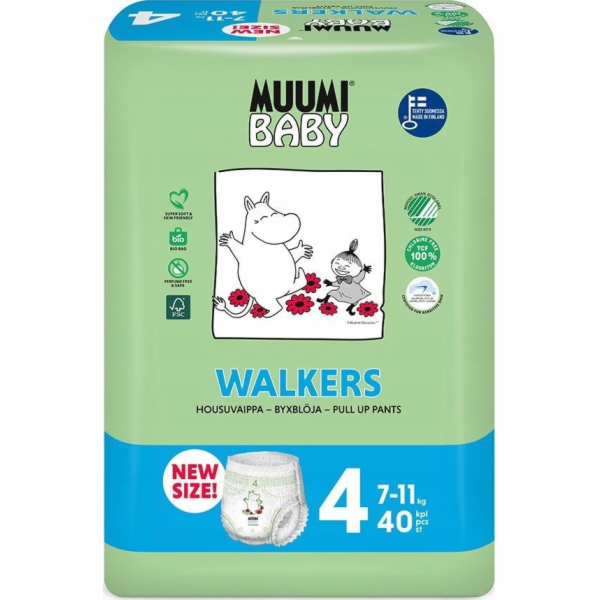 Muumi Baby, Ekologické plenkové kalhotky 4 (7-11kg), 40 ks.