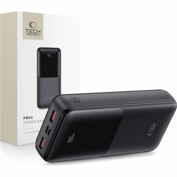 Tech-Protect Powerbanka PB02 20000 MAH 22,5 W, černá