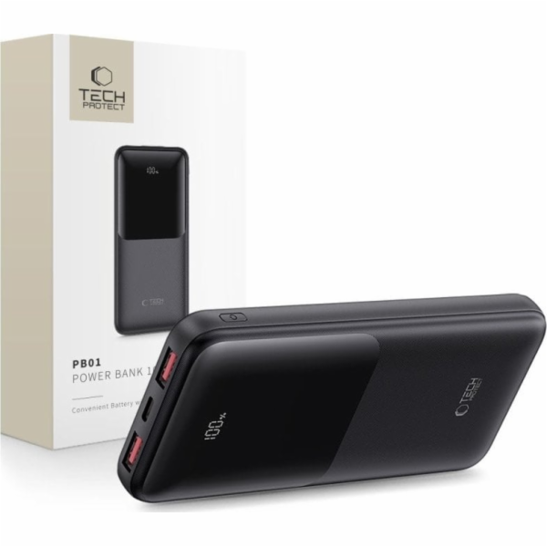 Tech-Protect Powerbanka PB01 10000 mAh 22,5 W, černá