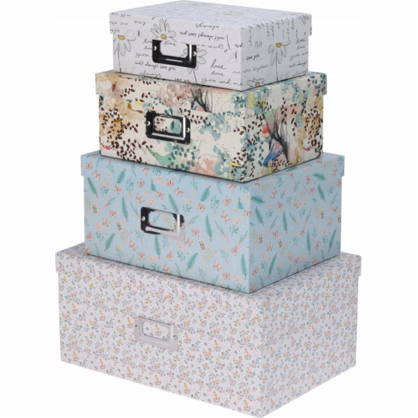 Home Styling Collection Sada 4 kartonových úložných krabic