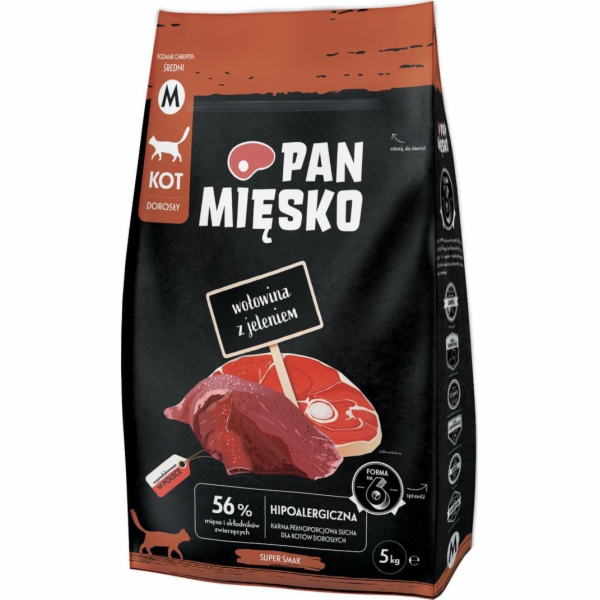Pan Mięsko Suché krmivo pro kočky Mr. Meat Hovězí s jelen...