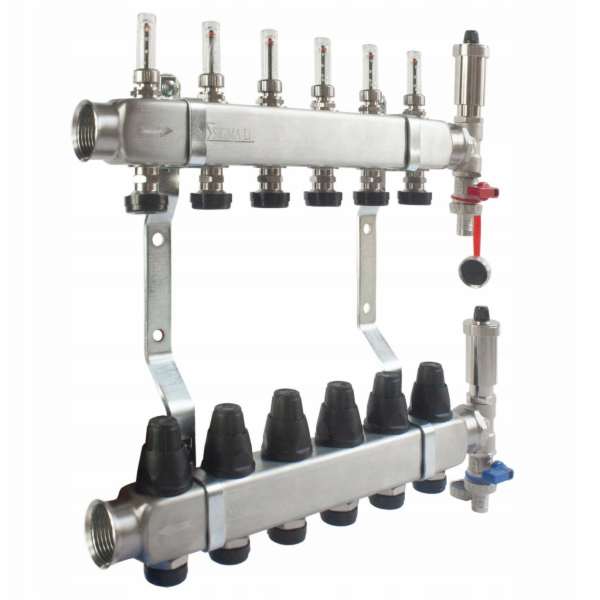 Ferro 13cestný nerezový rozdělovač INOX s průtokoměry, te...