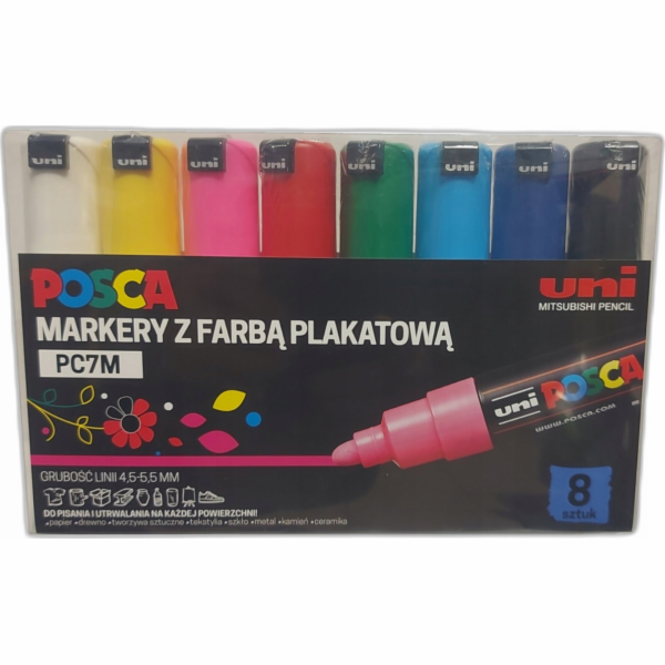 Plakátové popisovače PC-7M 8 barev POSCA UNI