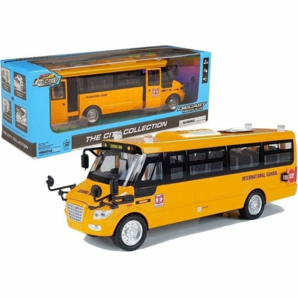 LeanToys Kovový školní autobus s třecím pohonem